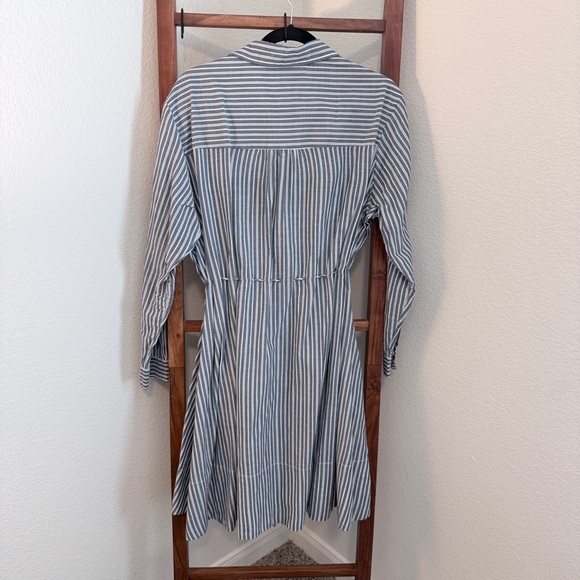 French Connection Navy and White Striped Shirt Dress Size 10 - Picture 3 of 5
